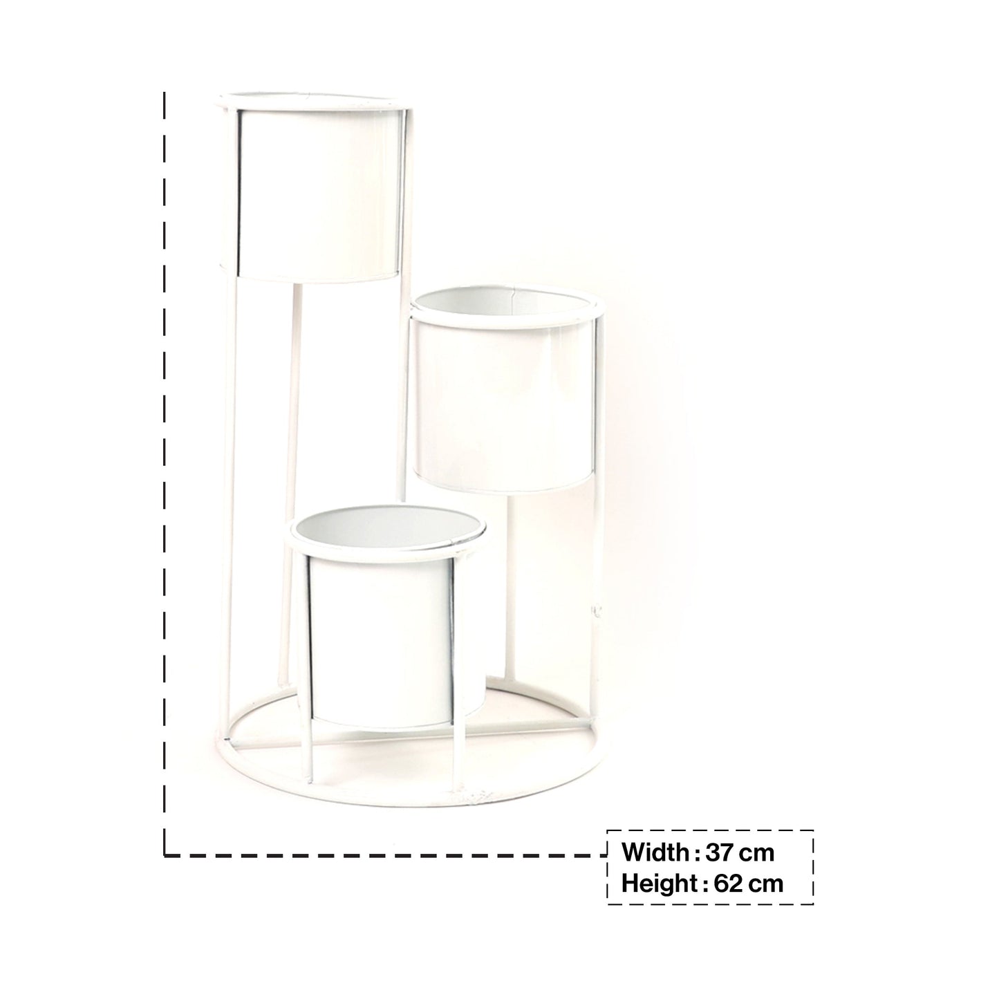 Floor Planter Stand With Triple Pots In White