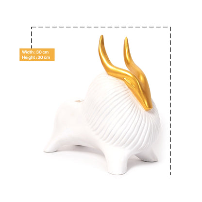 Abstract Geometric White Yak Golden Statue for Home Decor