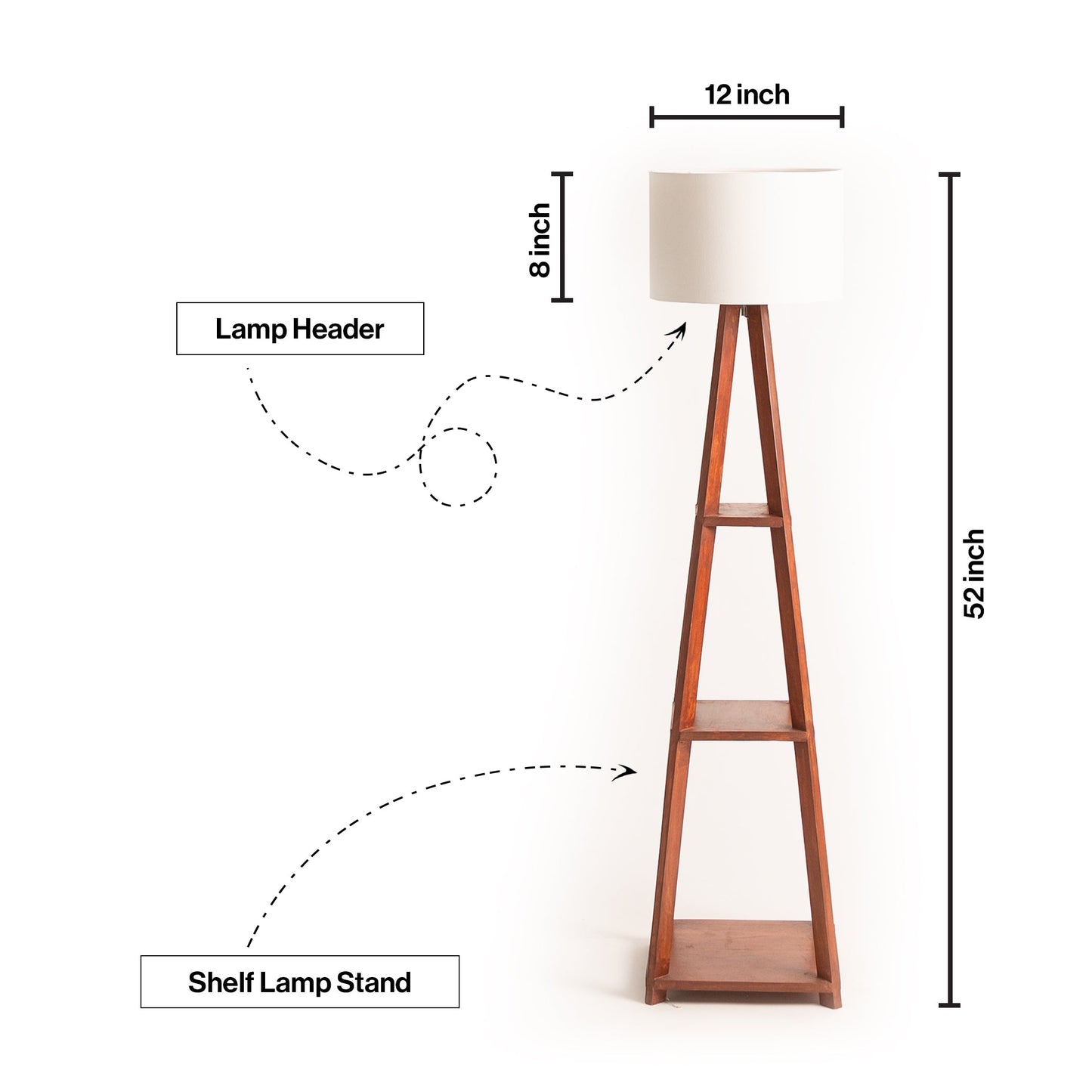 Wooden Floor Lamp With Shelves