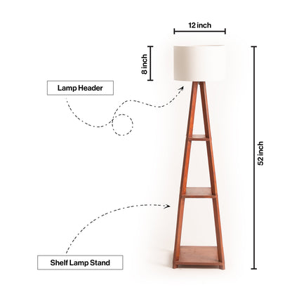 Wooden Floor Lamp With Shelves