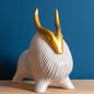 Abstract Geometric White Yak Golden Statue for Home Decor