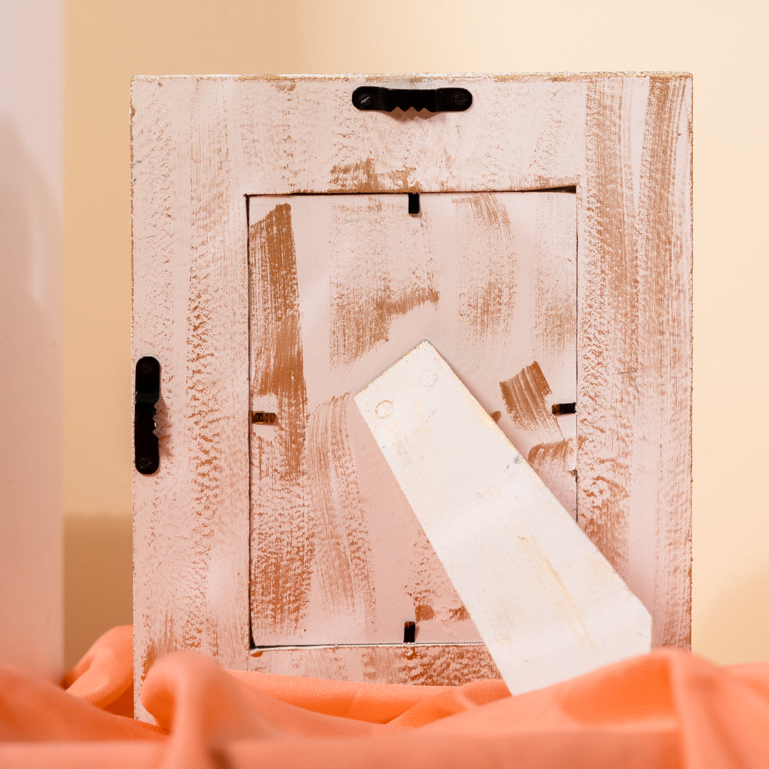 Handcarved Wooden Antique Photo Frame in Cream Gold-Wall Hanging and Table