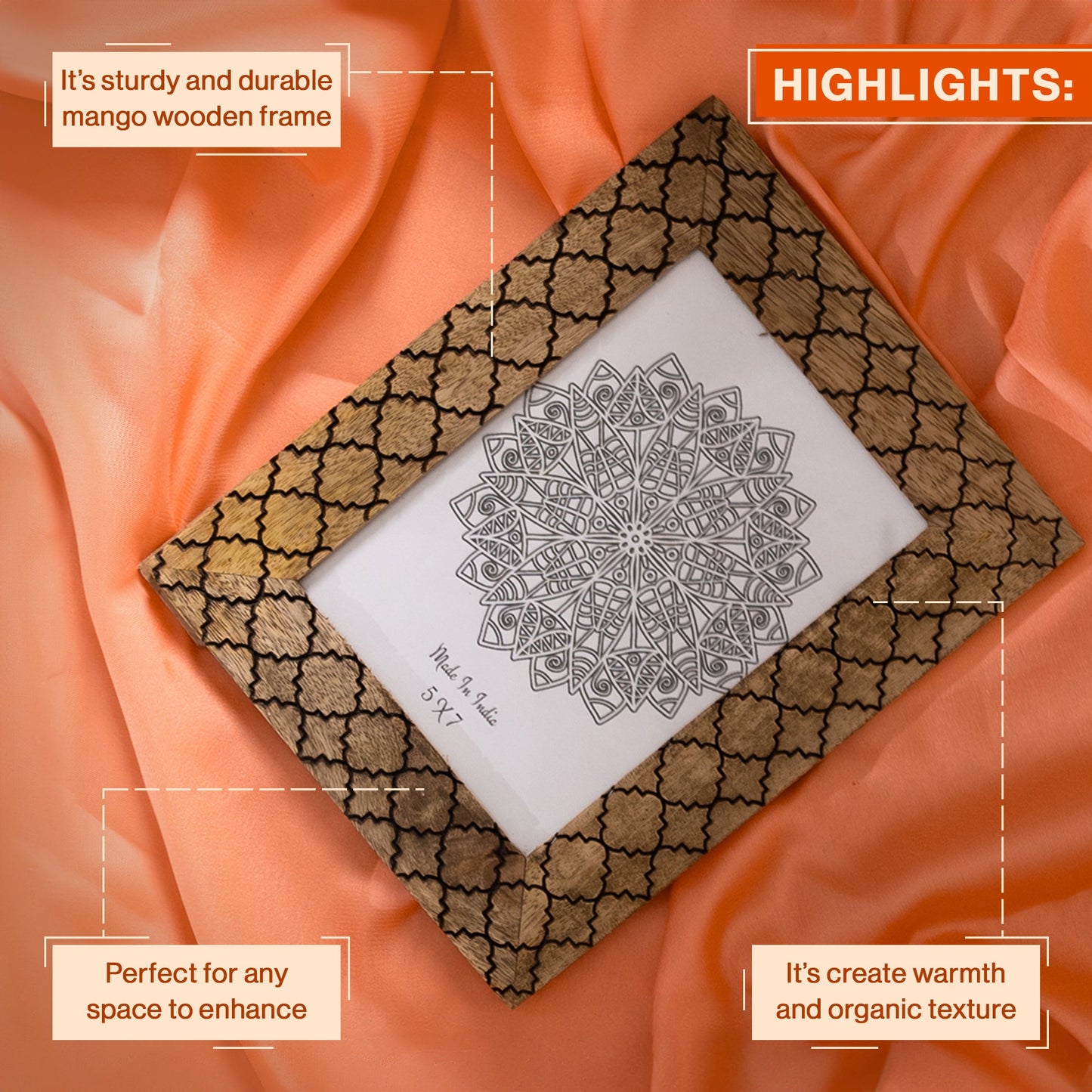 Wooden Hand Carved Photo Frame-Wall Hanging and Table