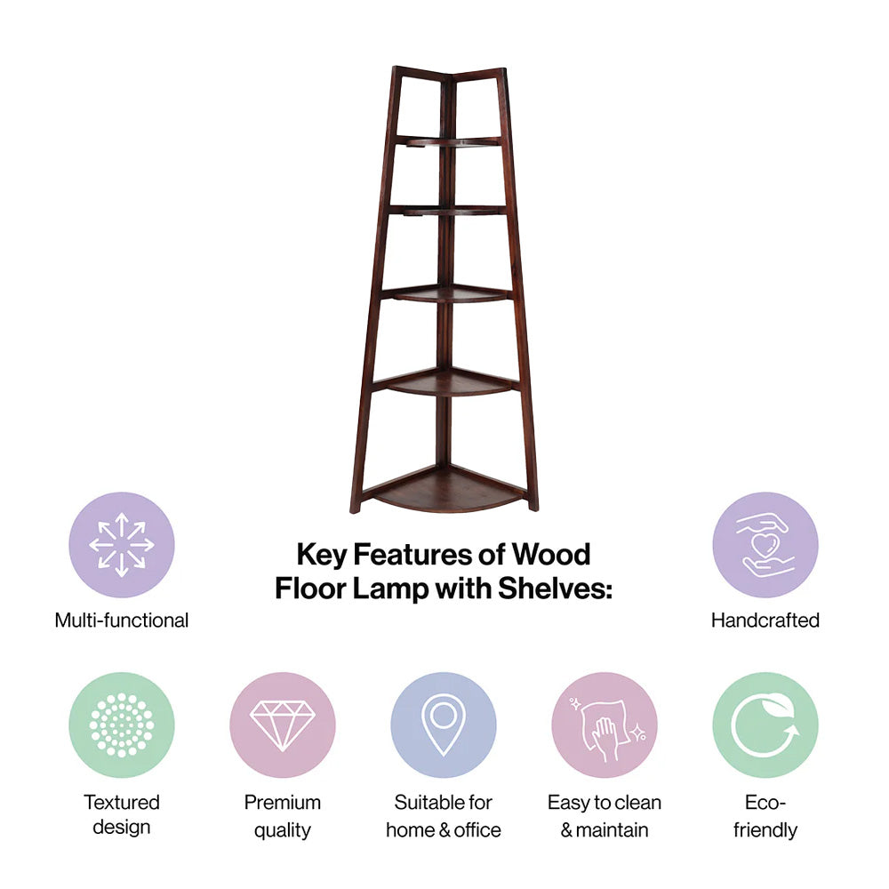 Wooden 5 Tier Corner Ladder Shelf for Home Decor