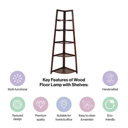 Wooden 5 Tier Corner Ladder Shelf for Home Decor