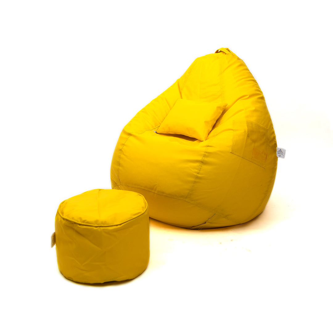 XXXXL Teardrop Filled Bean Bag with Footrest and Cushions