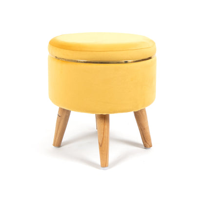 Velvet Ottoman Pouffe Stool with Piping