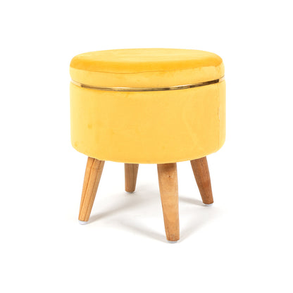 Velvet Ottoman Pouffe Stool with Piping