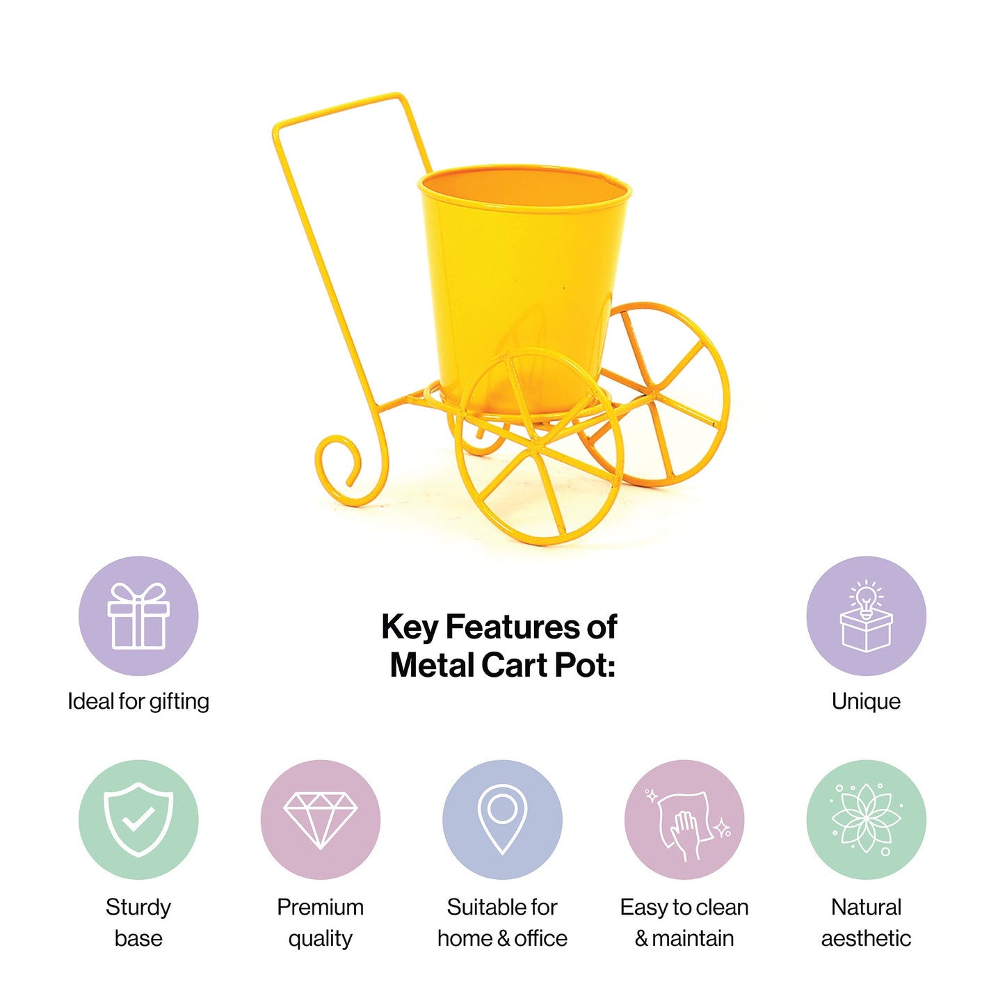 Cart Design Table Top Planter Stand in Yellow