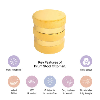 Round Drum Ottoman in Marigold