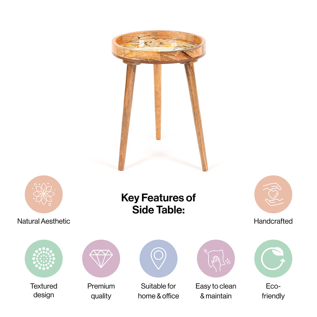 Mango Wood Round Shape End Table