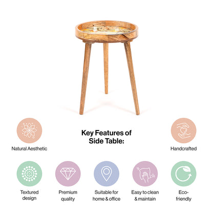 Mango Wood Round Shape End Table