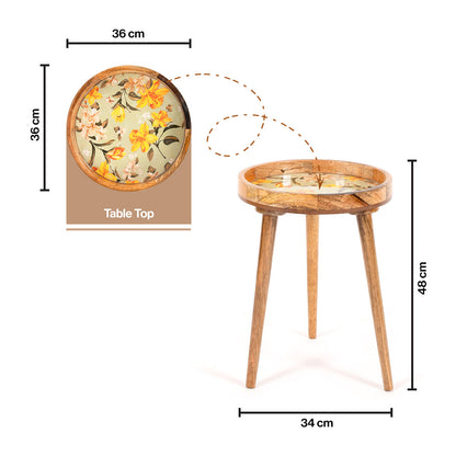 Mango Wood Round Shape End Table