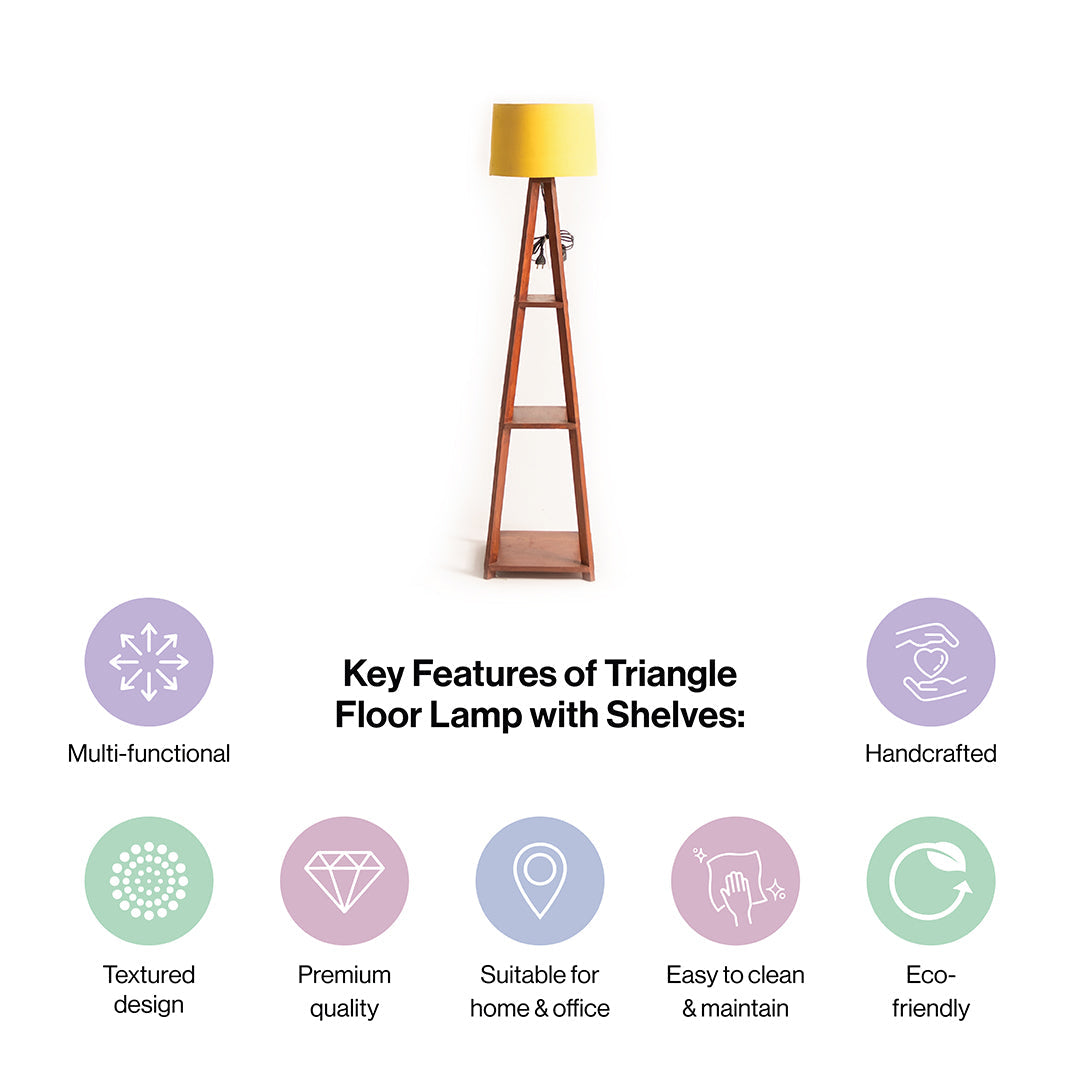 Wooden Floor Lamp With Shelves