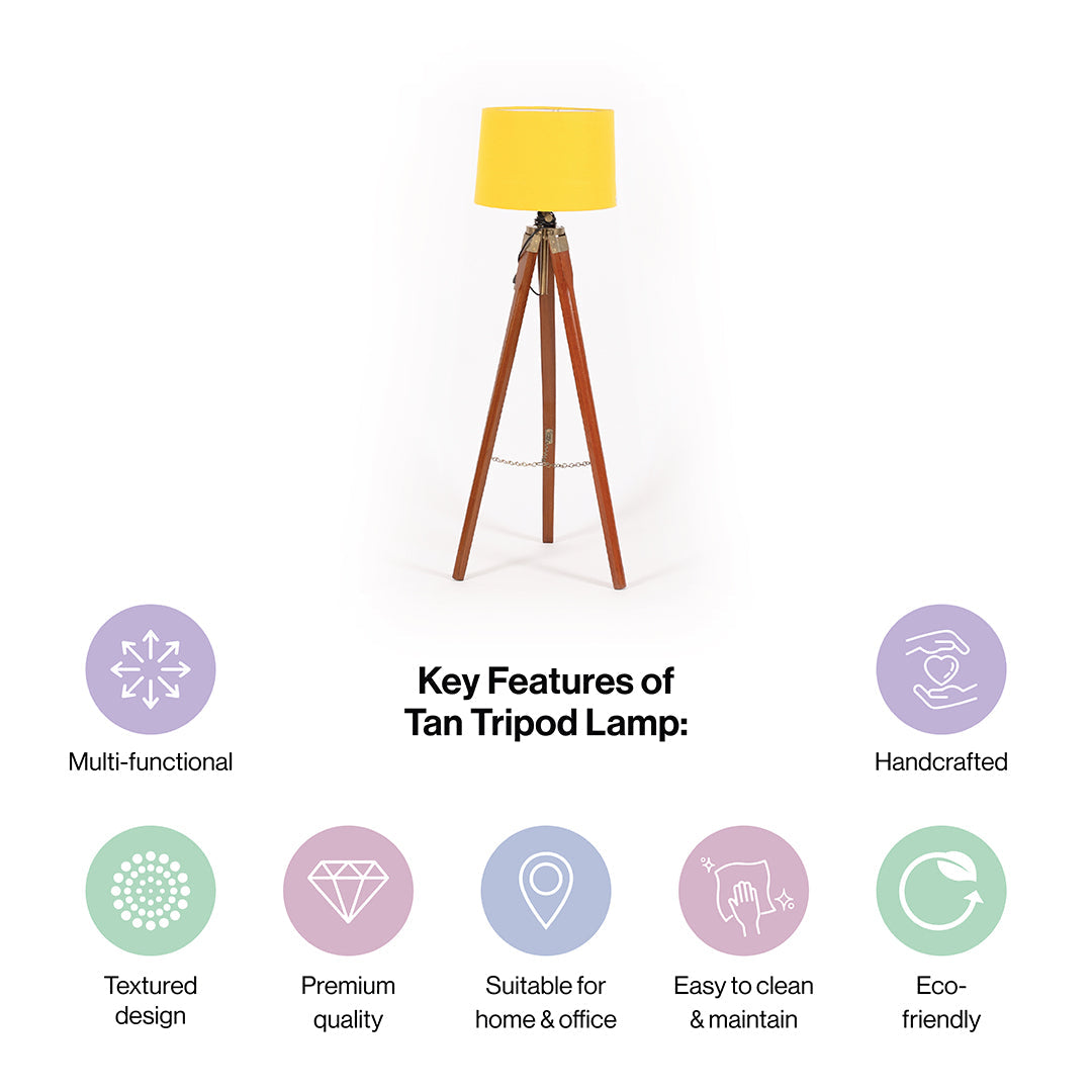 Wooden Crafter Tripod Floor Lamp With Brown Finish