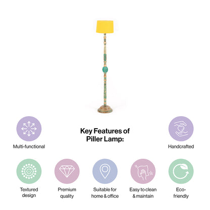 Piller Lamp With Sky Blue Shade