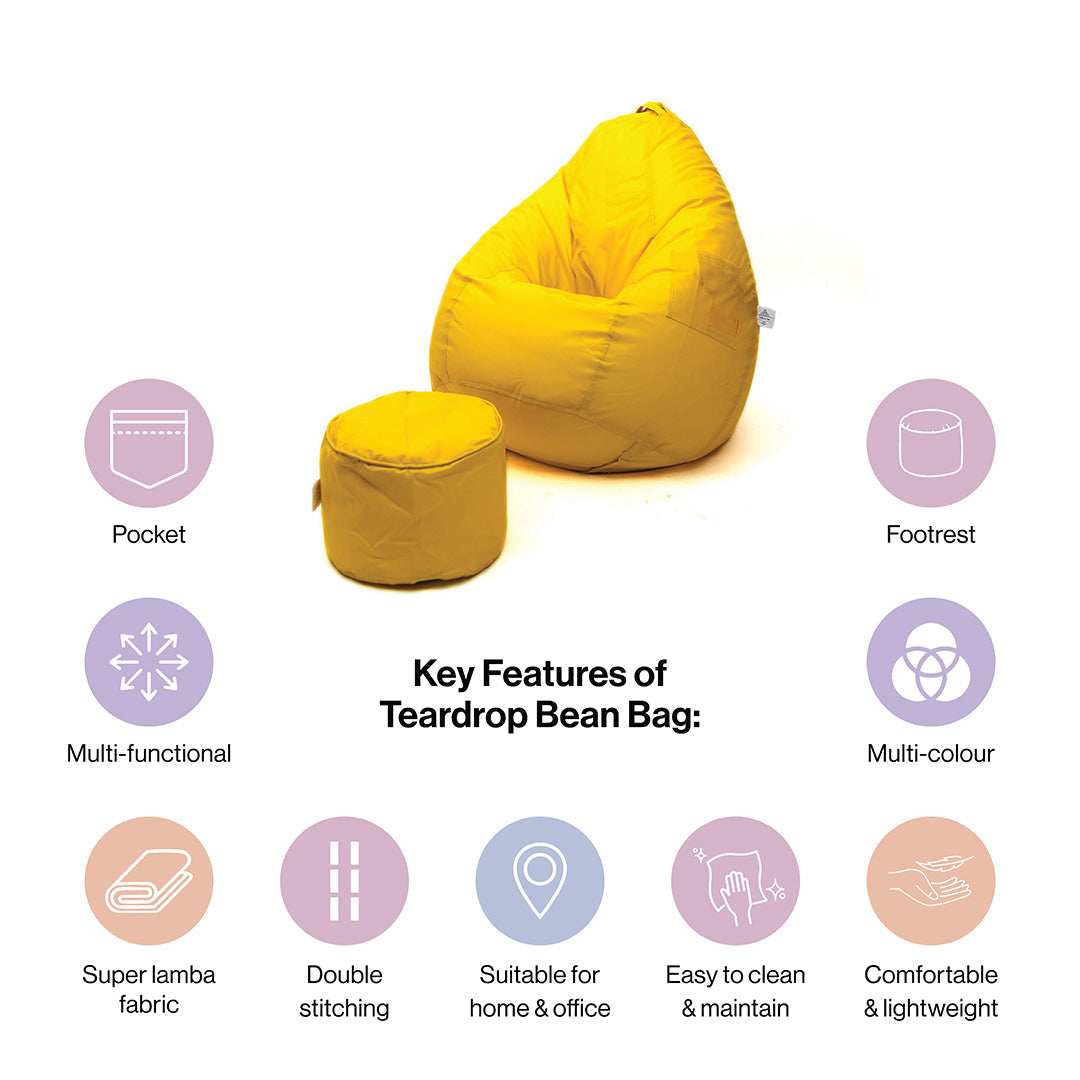 4XL Tear Drop Bean Bag with Footrest Filled