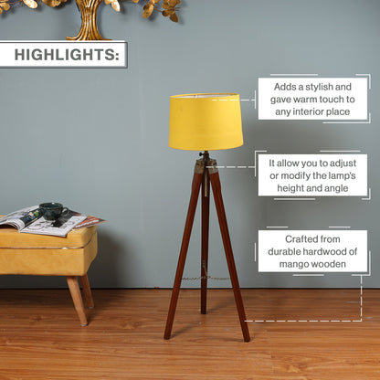 Wooden Crafter Tripod Floor Lamp With Brown Finish
