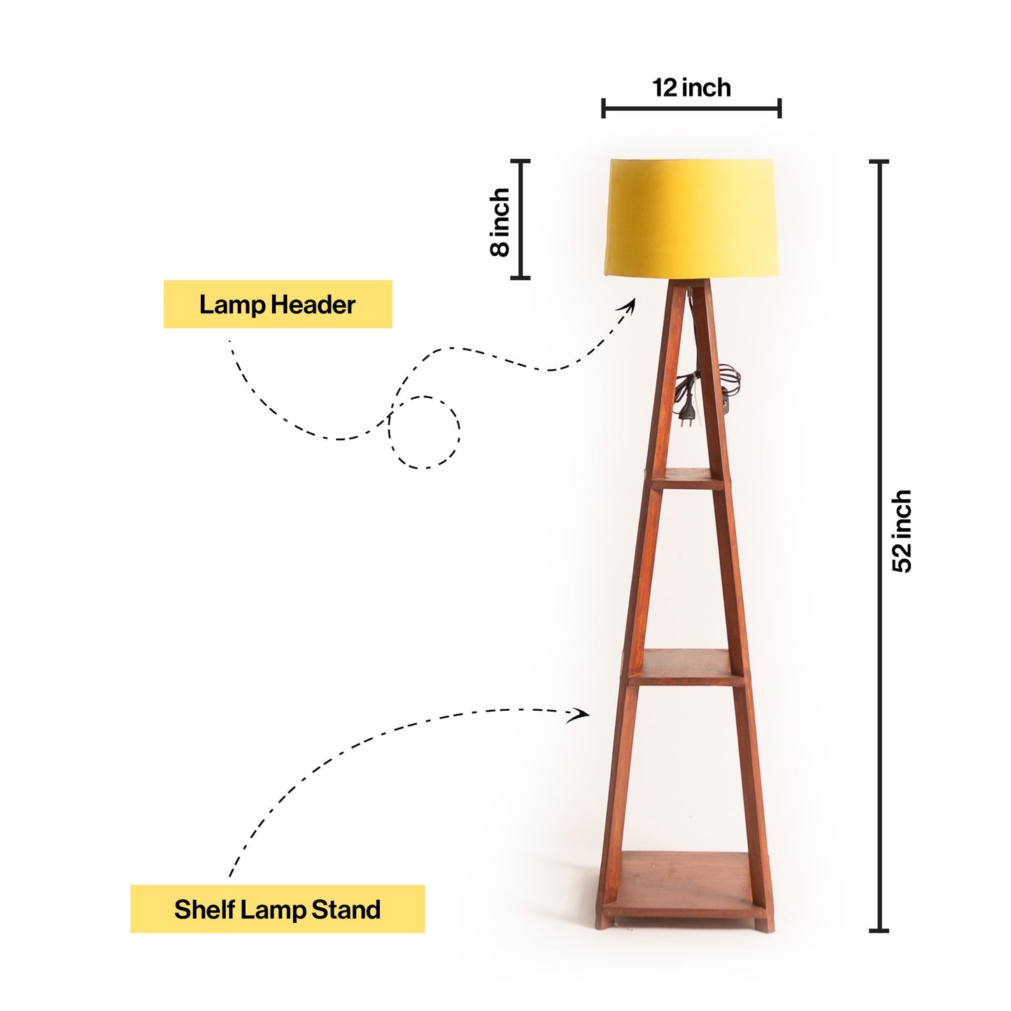 Wooden Floor Lamp With Shelves