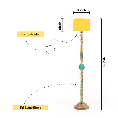 Piller Lamp With Sky Blue Shade