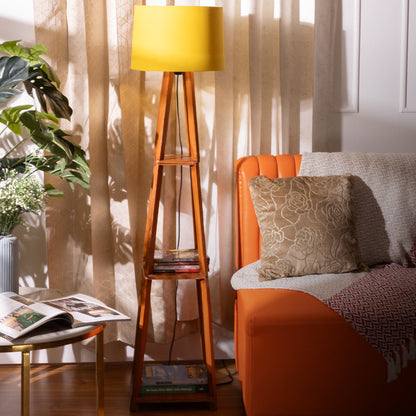 Wooden Floor Lamp With Shelves