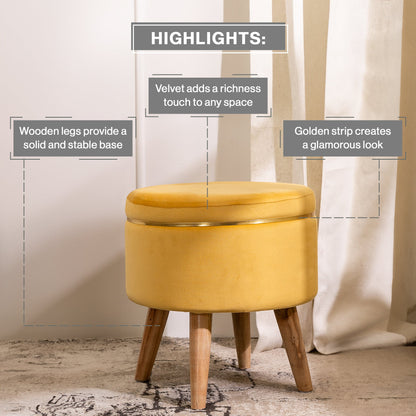 Ottoman Stool With Piping In Marigold - Combo Of 2