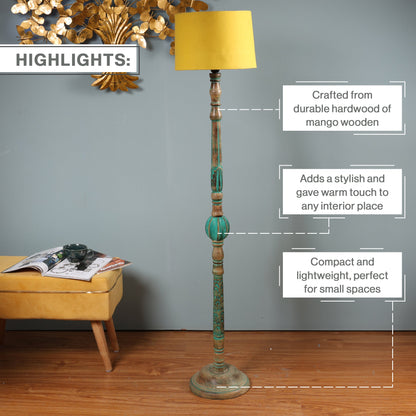 Piller Lamp With Sky Blue Shade