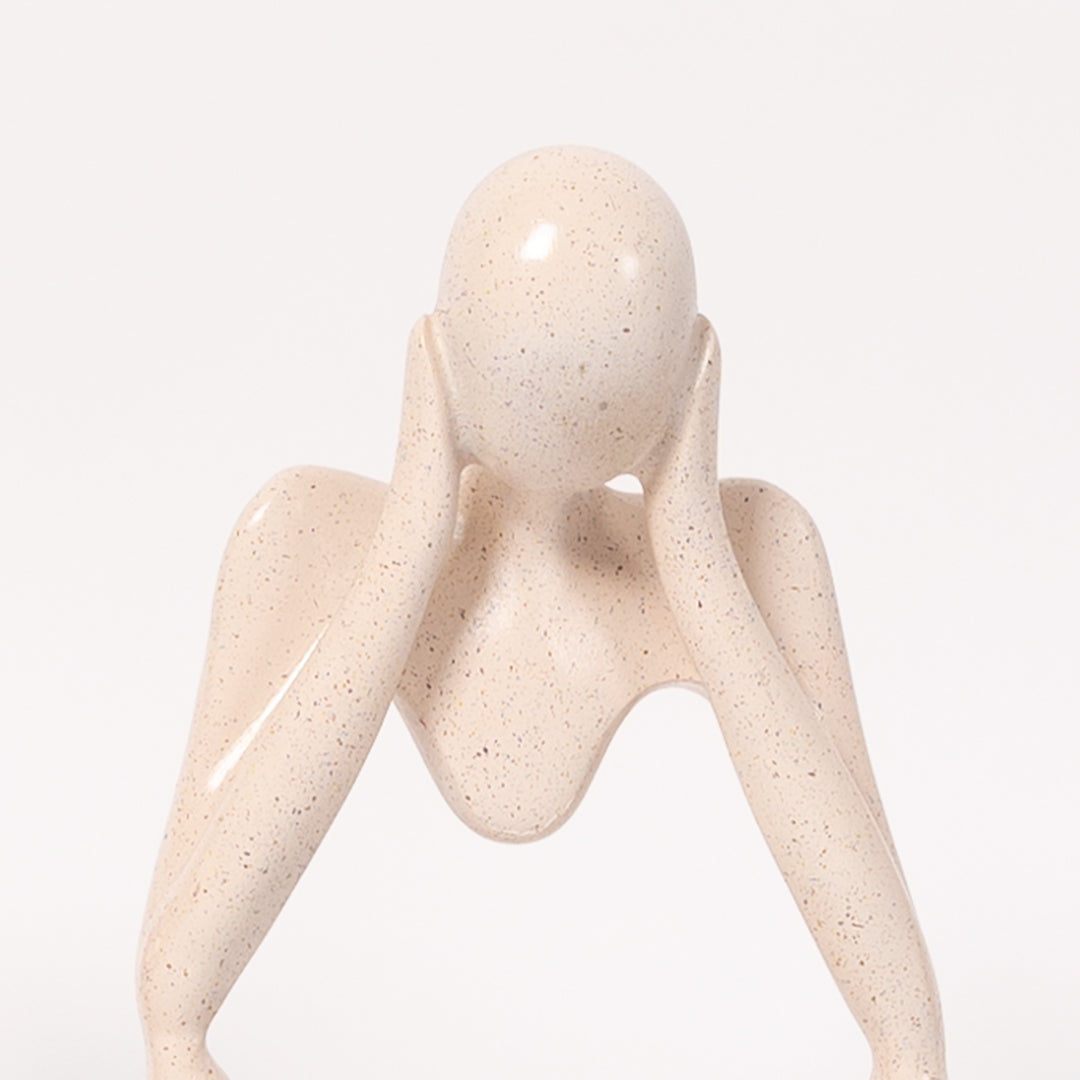 Decorative Abstract Thinker Statue In French Beige