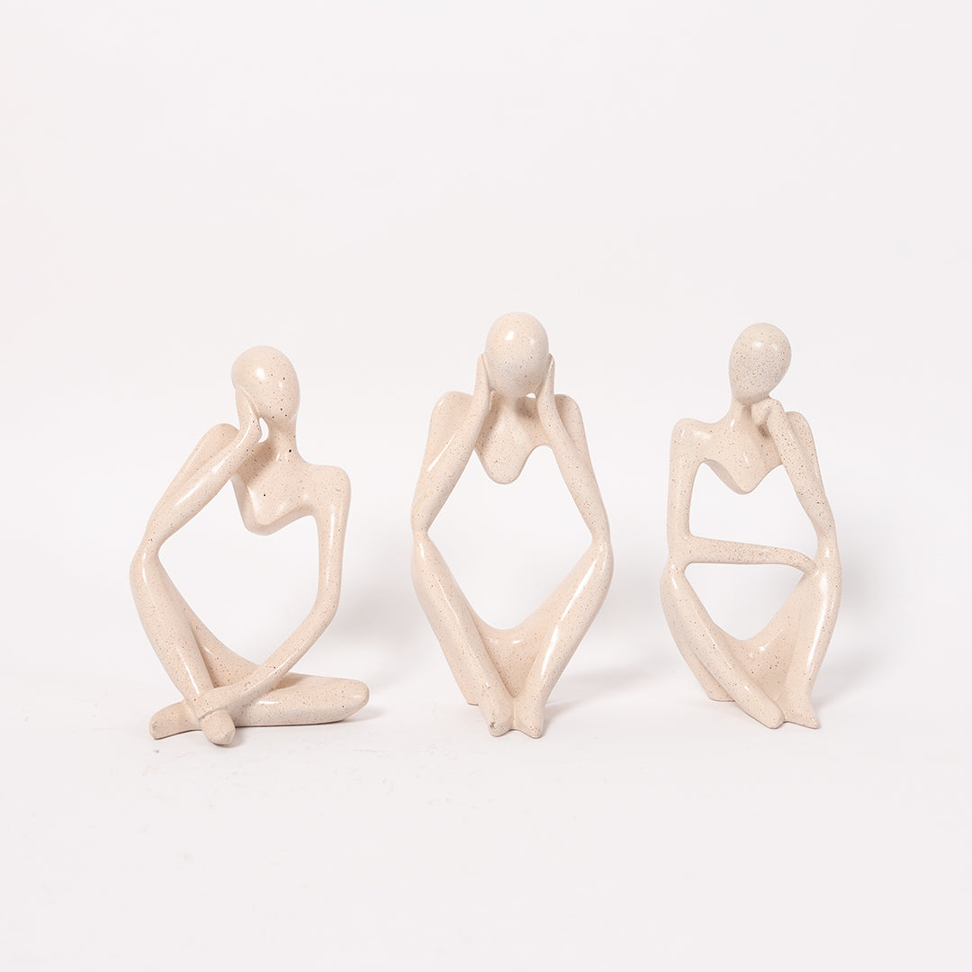 Decorative Abstract Thinker Statue In French Beige