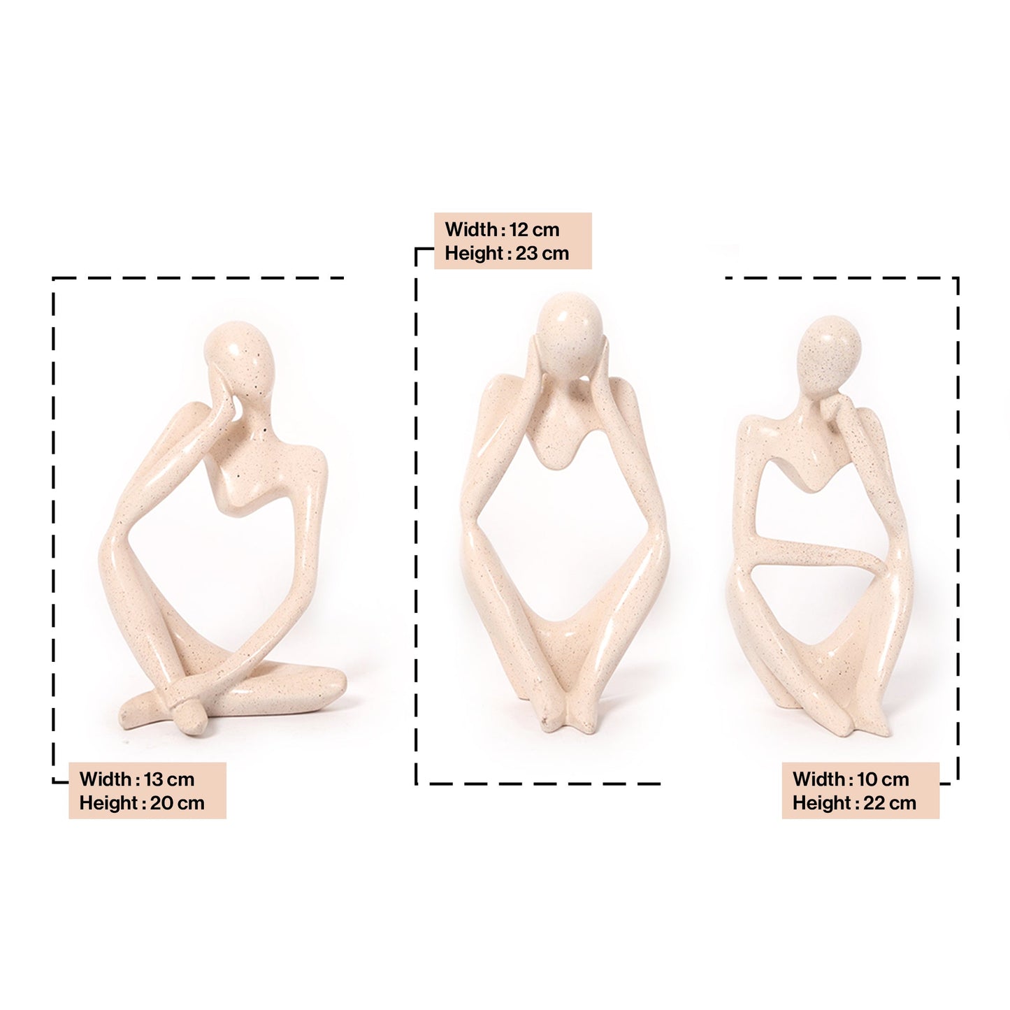 Decorative Abstract Thinker Statue In French Beige