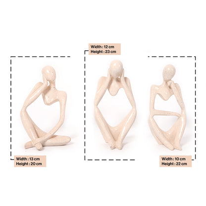Decorative Abstract Thinker Statue In French Beige
