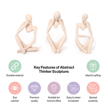 Decorative Abstract Thinker Statue In French Beige