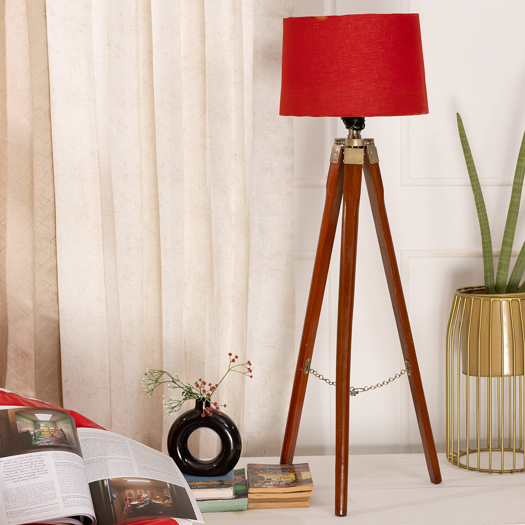 Wooden Crafter Tripod Floor Lamp With Brown Finish