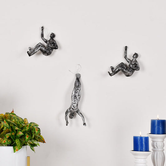 Silver Black Rock Climbing Men Wall Hanging Climbers