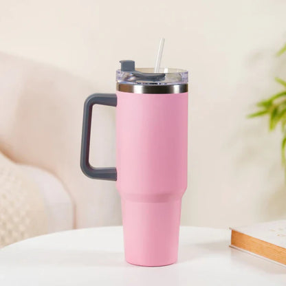 Stainless Steel Insulated Reusable Water Bottle with Lid in Pink