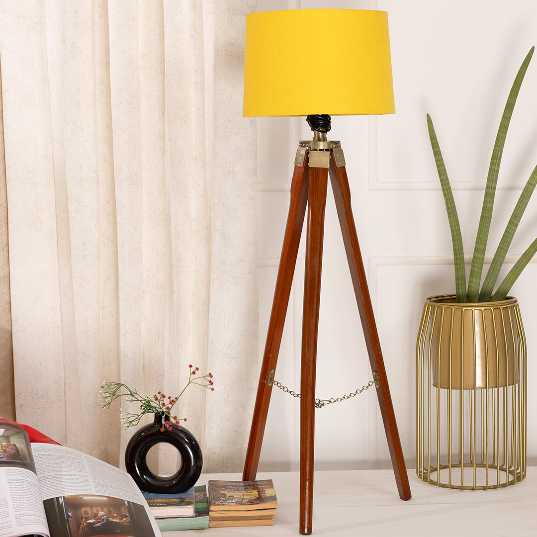 Wooden Crafter Tripod Floor Lamp With Brown Finish